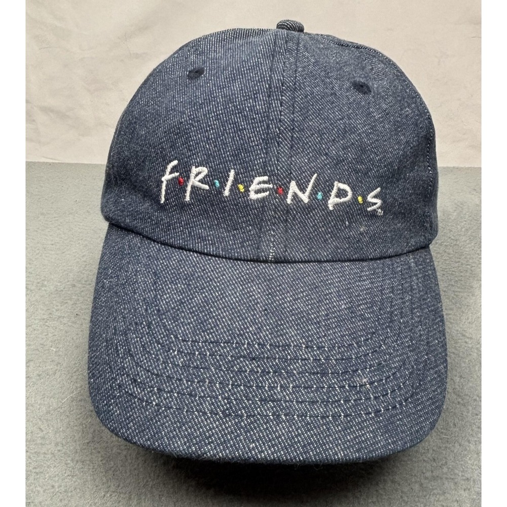 Friends Hat Cap Strap Back Blue Denim Embroidered TV Show Humor Comedy Mens New